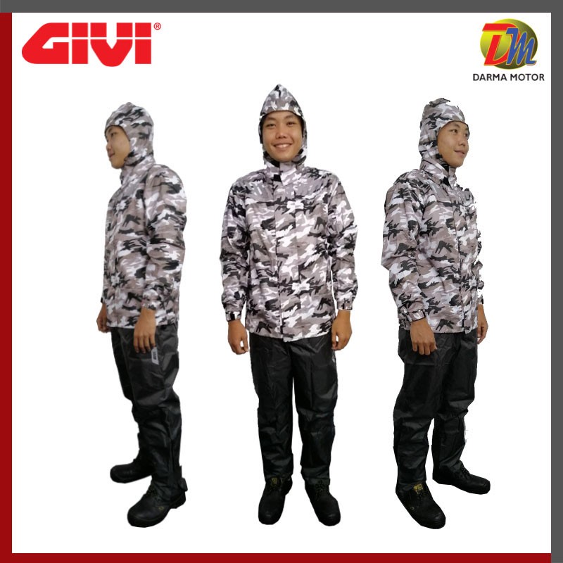 Raincoat GIVI Cam 01 CAMOUFLAGE GREY